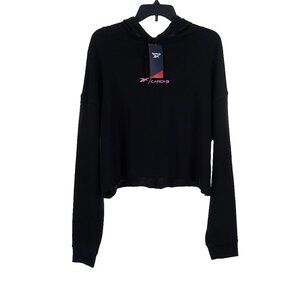 Reebok Cardi B Black Cropped Hoodie Sweatshirt Women's Large NWT